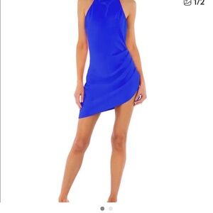 Amanda Uprichard Cobalt Blue Halter Mini Dress